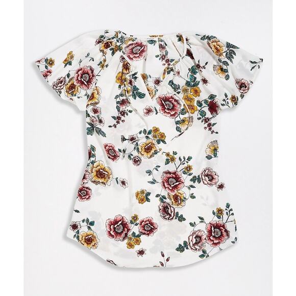 Maurices Women 4x White Floral Flutter Sleeve Flowy Keyhole Blouse - Picture 1 of 7